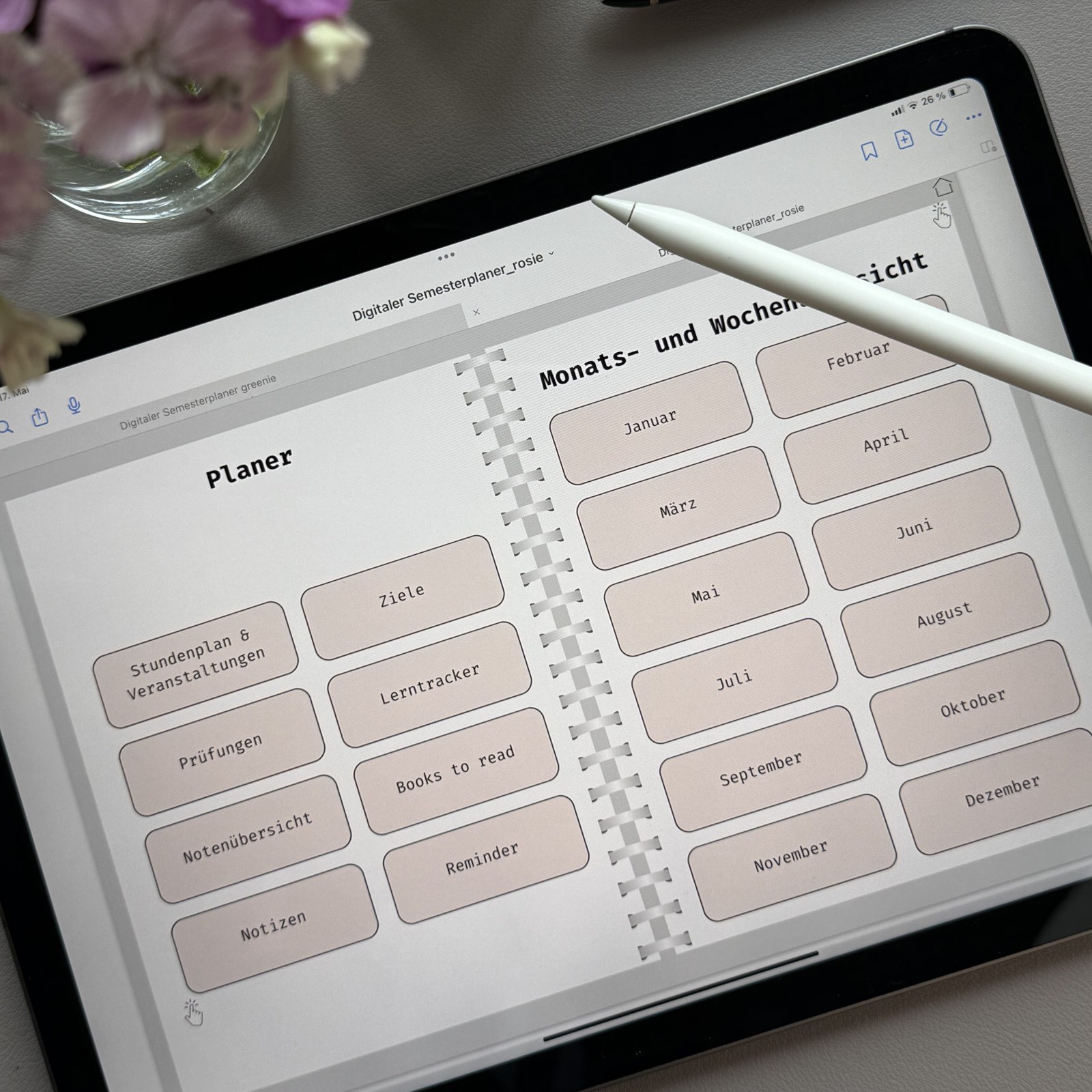 Digitaler Semesterplaner -rosie-