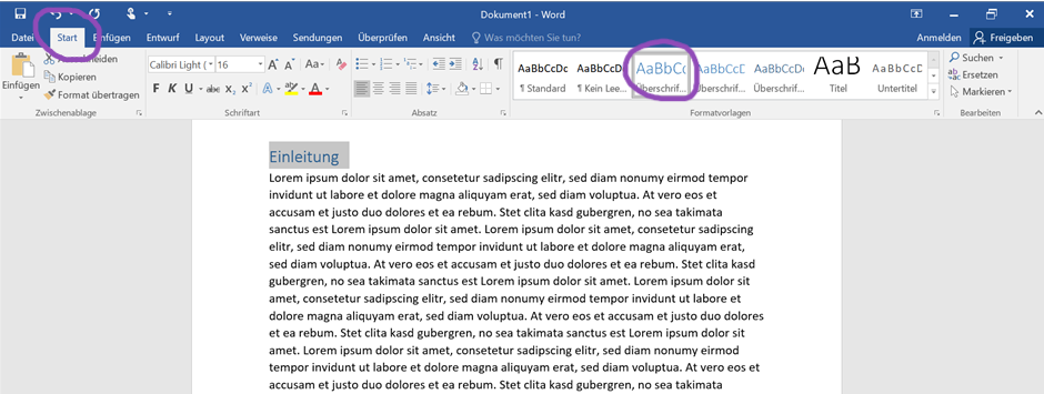 Automatisches Inhaltsverzeichnis: Überschriften definieren und Formatvorlagen erstellen